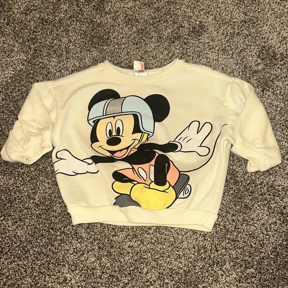 5/$15 Disney Cream Mickey Mouse Kids Hoodie